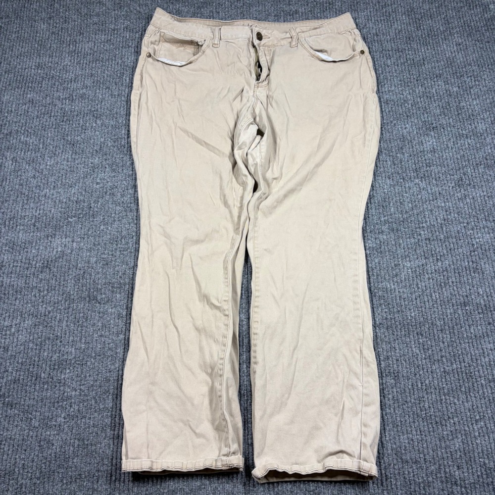 Faded Glory Pants Women 16P Khaki Tan Bootcut Pants Stretch Cotton Blend Petite